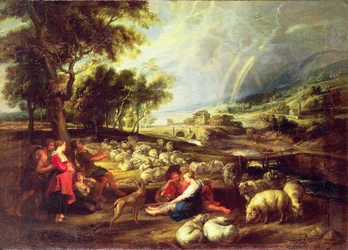 Landschaft mit Regenbogen